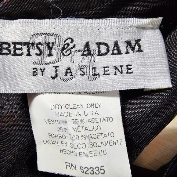 Betsy and Adam Sleeveless Blue/Black Metallic Acetate Gown Women's Size 10 - Picture 9 of 12